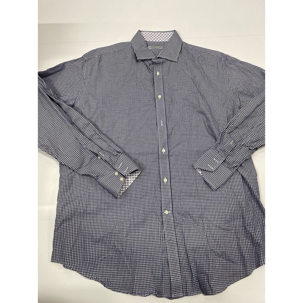 Jack Stone by Thomas Dean XL blue white Long Sleeve Checkered Pattern